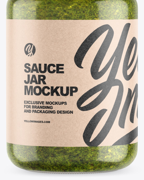 Clear Glass Jar w/ Pesto Mockup Clear Glass Jar w/ Pesto Mockup