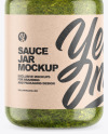 Clear Glass Jar w/ Pesto Mockup Clear Glass Jar w/ Pesto Mockup