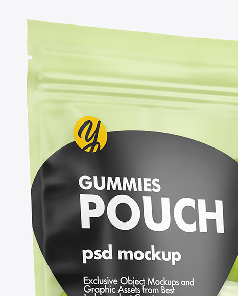 Frosted Plastic Stand-up Pouch w/ Gummies Mockup