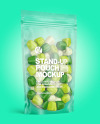 Frosted Plastic Stand-up Pouch w/ Gummies Mockup