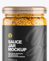 Clear Glass Jar w/ Wholegrain Mustard Mockup