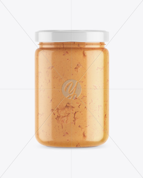 Clear Glass Jar w/ Chilli Spread Mockup