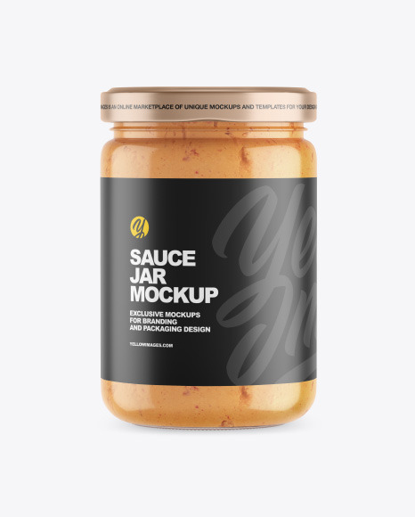 Clear Glass Jar w Chilli Spread Mockup - Sauce bottle mockup