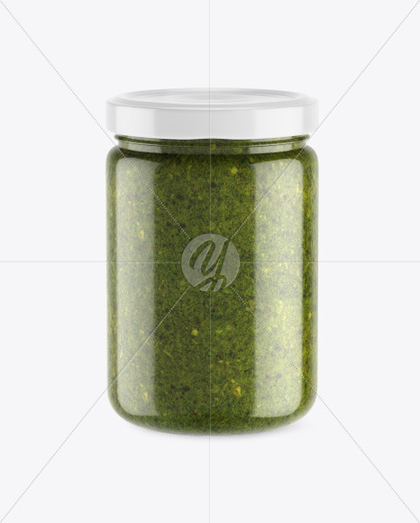 Clear Glass Jar w/ Sauce Mockup