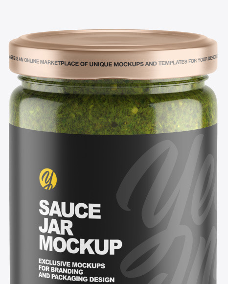 Clear Glass Jar w/ Sauce Mockup