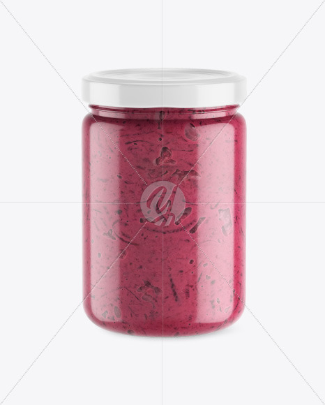 Clear Glass Jar w/ Beet Sauce Mockup