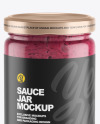 Clear Glass Jar w/ Beet Sauce Mockup