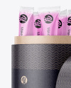 Opened Kraft Paper Tube With Sachets Mockup