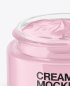 Opened Clear Glass Cream Jar Mockup