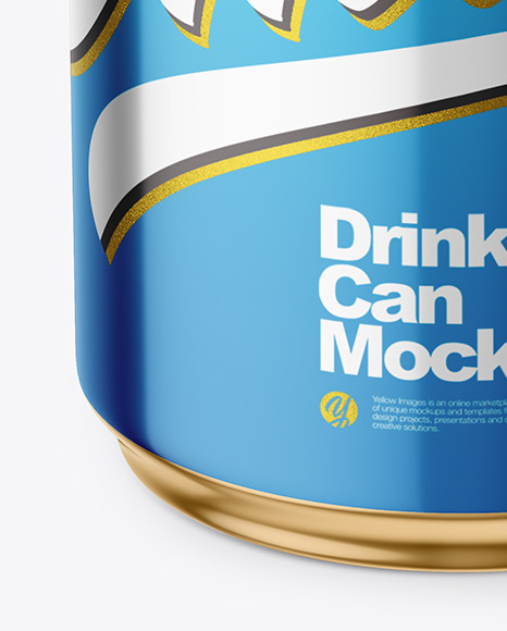 250ml Glossy Metallic Drink Can w/ Foil Lid Mockup