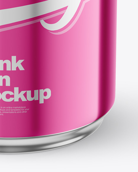 250ml Glossy Metallic Drink Can w/ Foil Lid Mockup