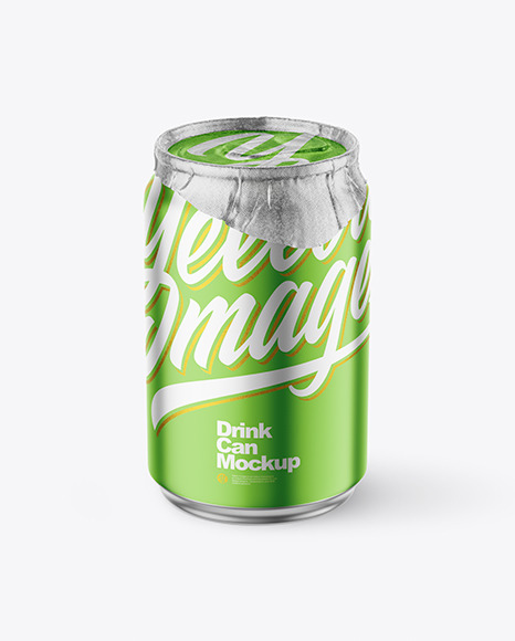 250ml Matte Metallic Drink Can w/ Foil Lid Mockup