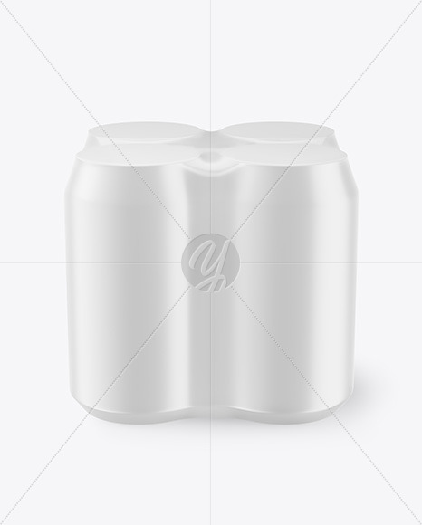 4 Cans in Shrink Wrap Mockup