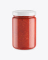 Clear Glass Jar w/ Tomato Sauce Mockup