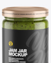 Clear Glass Jar w/ Kiwi Jam Mockup