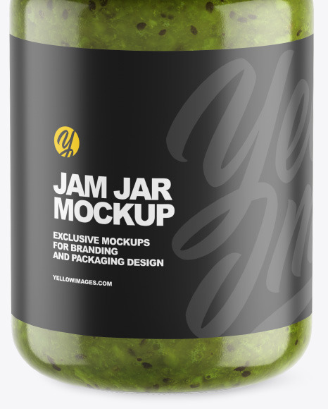 Clear Glass Jar w/ Kiwi Jam Mockup