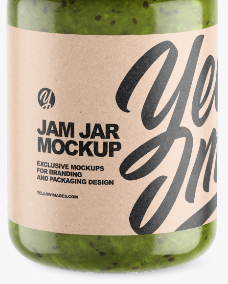 Clear Glass Jar w/ Kiwi Jam Mockup