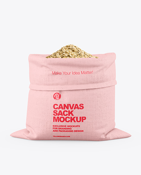 Canvas Sack with Oatmeal Mockup