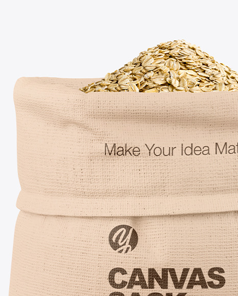 Canvas Sack with Oatmeal Mockup