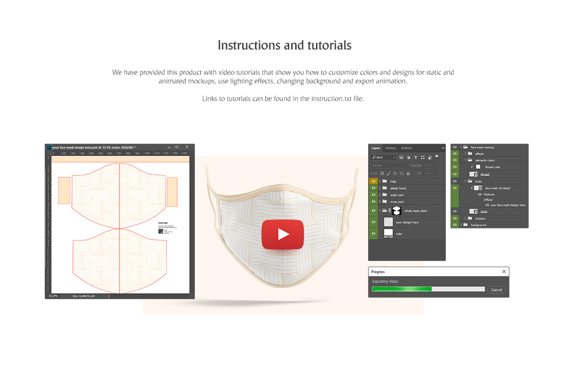 Fabric Face Mask Animated Mockup Fabric Face Mask Animated Mockup