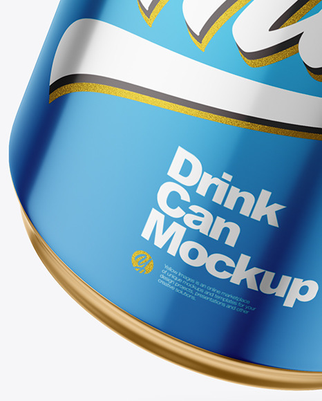 250ml Glossy Metallic Drink Can w/ Foil Lid Mockup