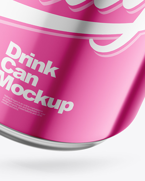 250ml Glossy Metallic Drink Can w/ Foil Lid Mockup