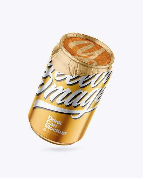 250ml Matte Metallic Drink Can w Foil Lid Mockup - Energy drink can mockup