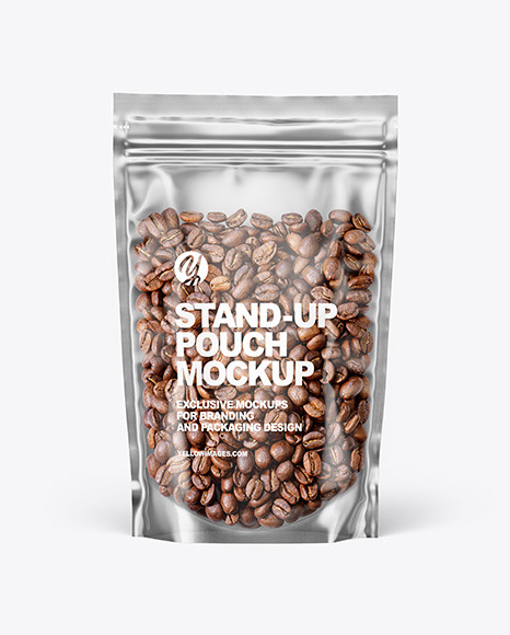 Clear Plastic Stand-up Pouch w/ Coffee Mockup