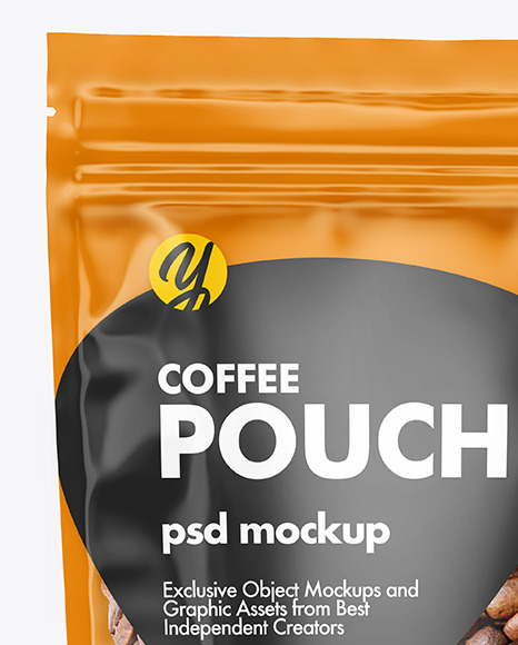 Clear Plastic Stand-up Pouch w/ Coffee Mockup