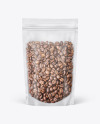Frosted Plastic Stand-up Pouch w/Coffee Mockup