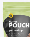 Frosted Plastic Stand-up Pouch w/Coffee Mockup