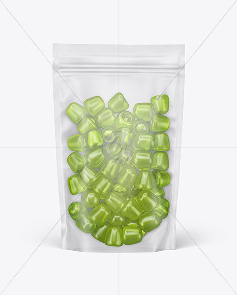 Frosted Plastic Stand-up Pouch w/ Gummies Mockup