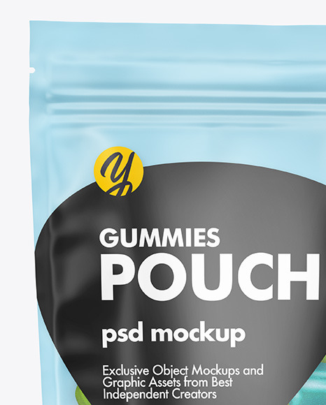 Frosted Plastic Stand-up Pouch w/ Gummies Mockup