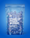 Frosted Plastic Stand-up Pouch w/ Gummies Mockup