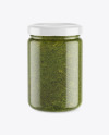 Clear Glass Jar w/ Pesto Mockup