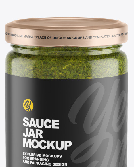 Clear Glass Jar w/ Pesto Mockup