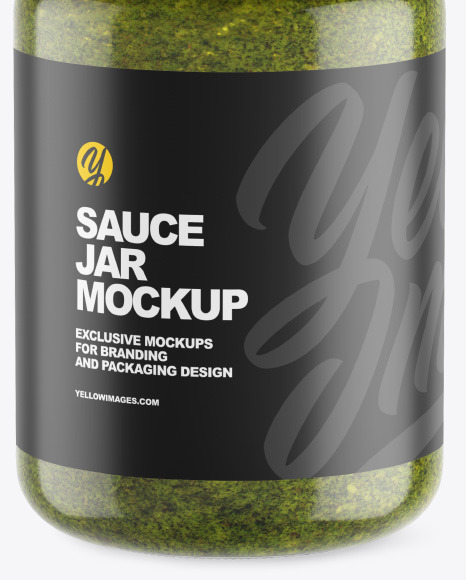 Clear Glass Jar w/ Pesto Mockup