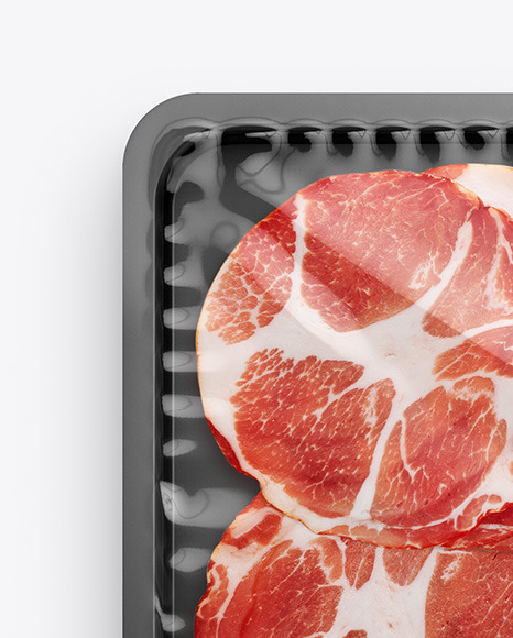 Plastic Tray With Glossy Film & Capocollo Mockup