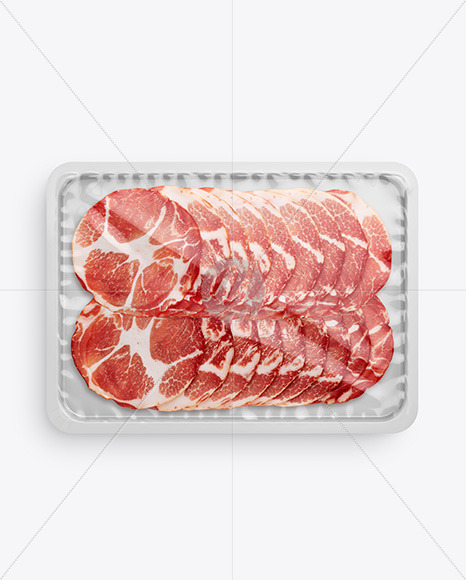 Plastic Tray With Glossy Film & Capocollo Mockup