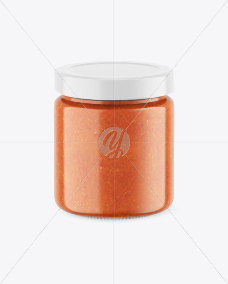 Clear Glass Jar w/ Sauce Mockup