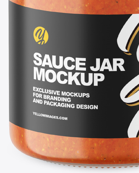 Clear Glass Jar w/ Sauce Mockup