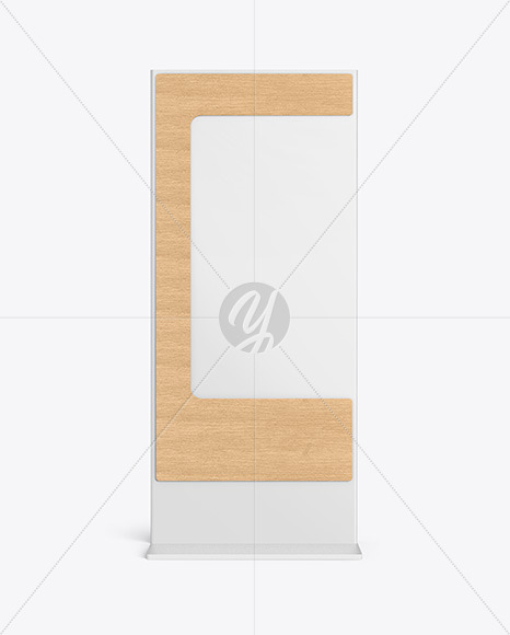 Wayfinding Stand With Wooden Frame Mockup