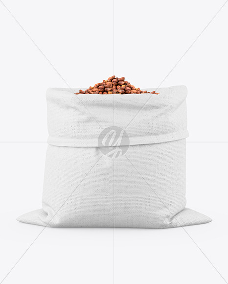 Canvas Sack with Roasted Peanuts Mockup