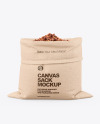 Canvas Sack with Roasted Peanuts Mockup