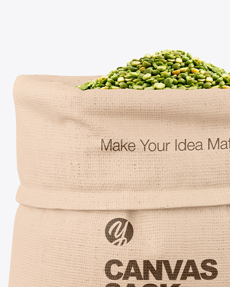 Canvas Sack with Dried Green Peas Mockup