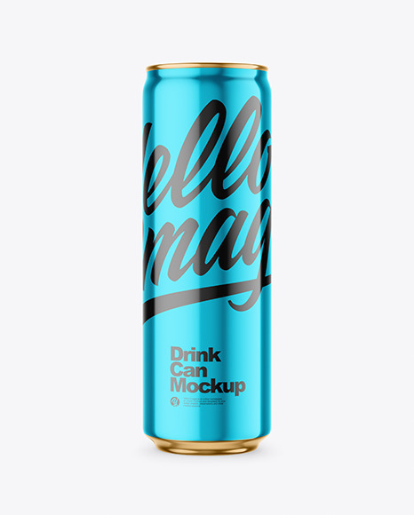 473ml Glossy Metallic Drink Can Mockup
