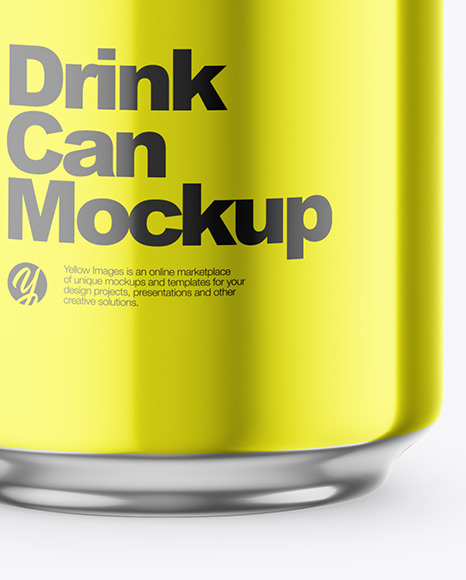 473ml Glossy Metallic Drink Can Mockup
