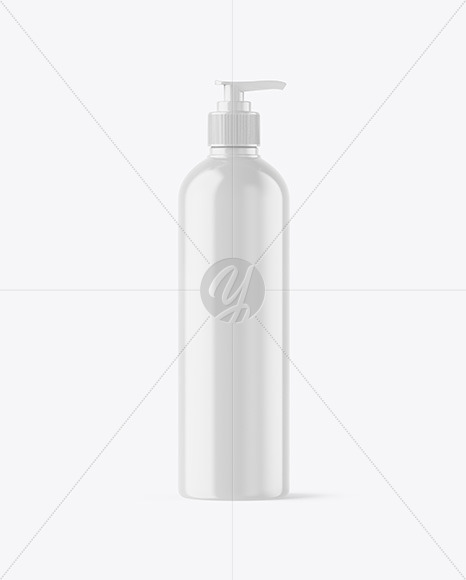 Glossy Cosmetic Bottle with Pump Mockup