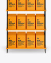 Glossy Display Stand w/ Boxes Mockup