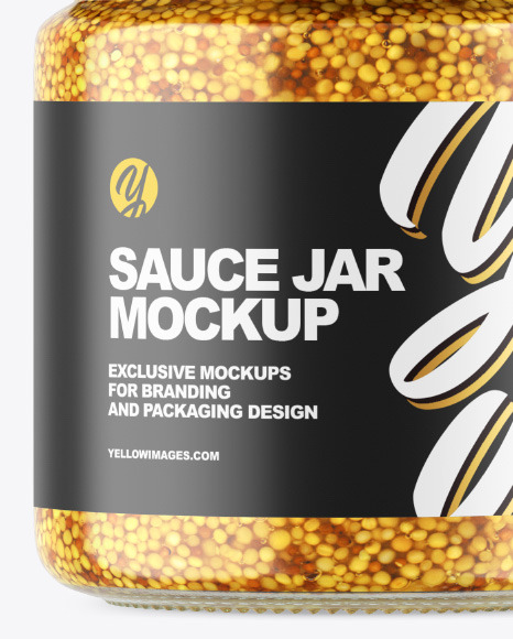 Clear Glass Jar w/ Wholegrain Mustard Mockup